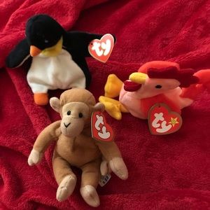 TY TEENIE BEANIE BABIES (WADDLE, STRUT the Rooster & BONGO)